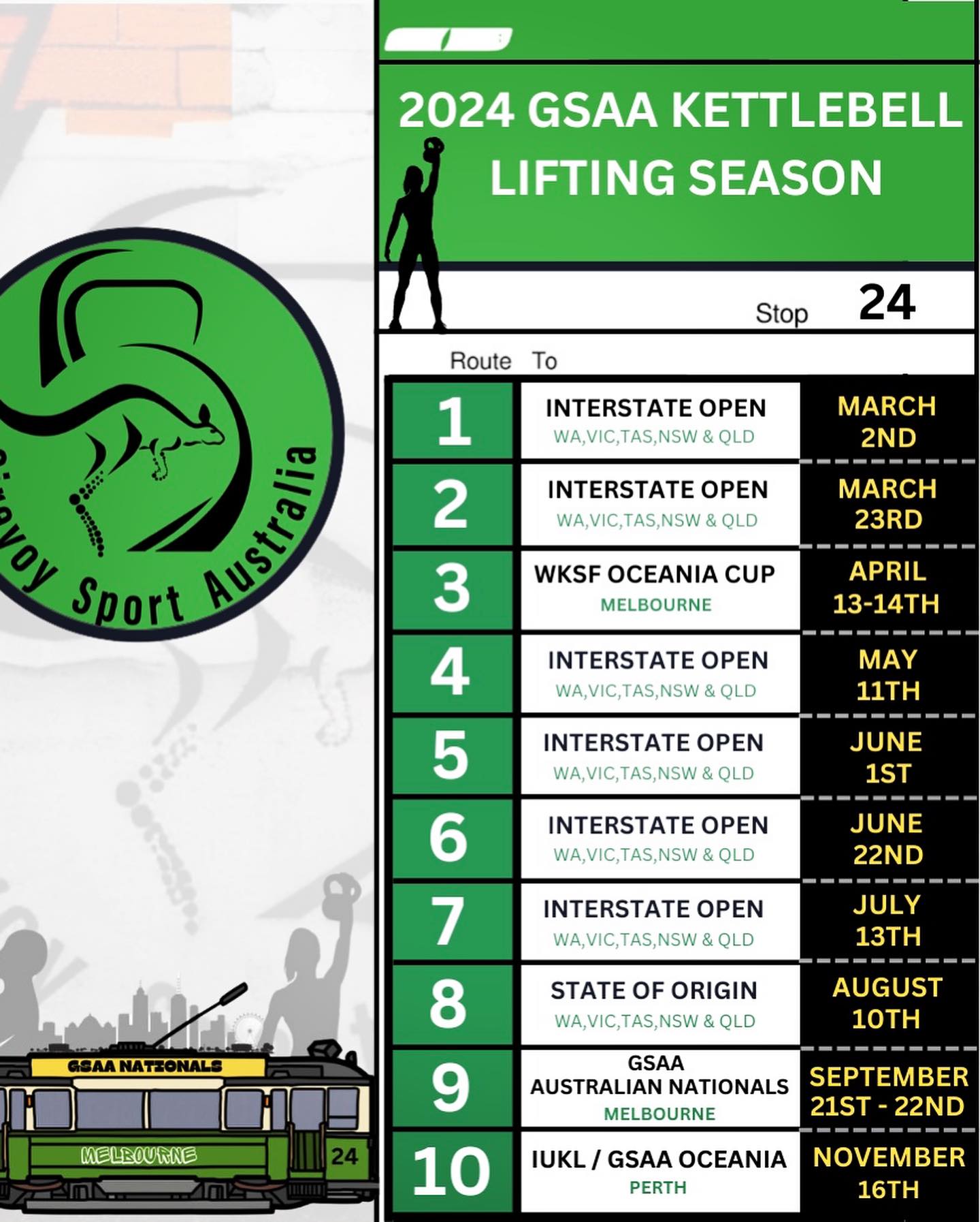 2024 GSAA Calendar Girevoy Sport Australia